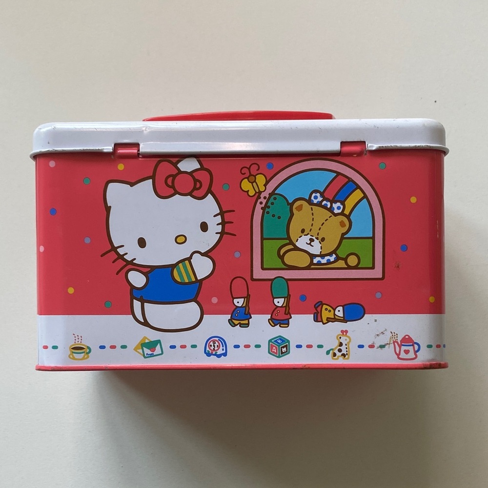 HELLO KITTY TIN METAL MINI-LUNCH BOX CARRYING CASE Vintage - Picture 5 of 7